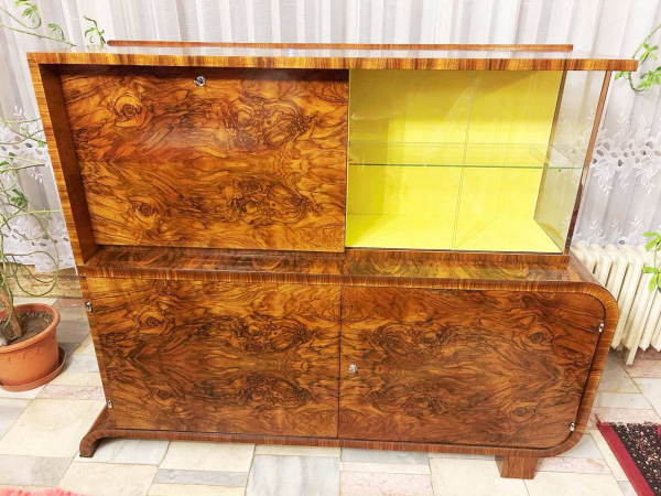 Art Deco Secretary J-105 with vitrine by Jindřich Halabala 1