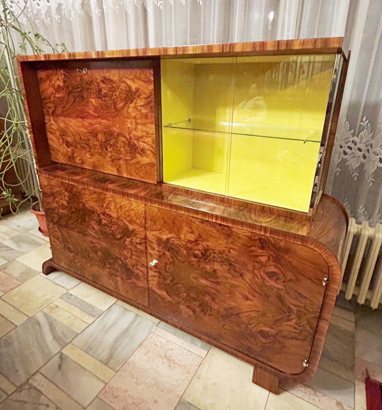 Art Deco Secretary J-105 with vitrine by Jindřich Halabala 7