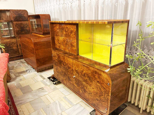 Art Deco Secretary J-105 with vitrine by Jindřich Halabala 6
