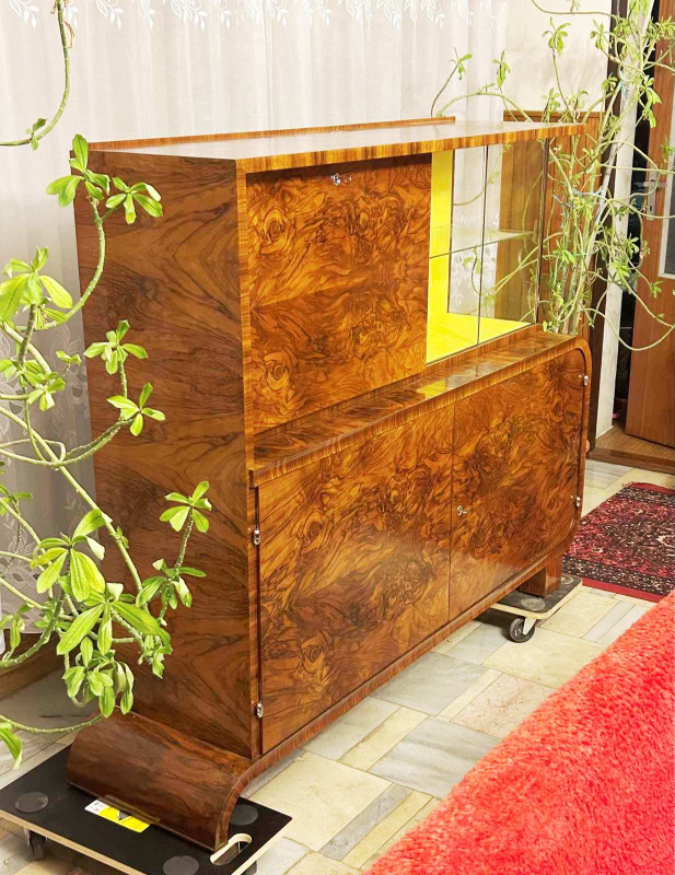 Art Deco Secretary J-105 with vitrine by Jindřich Halabala 2