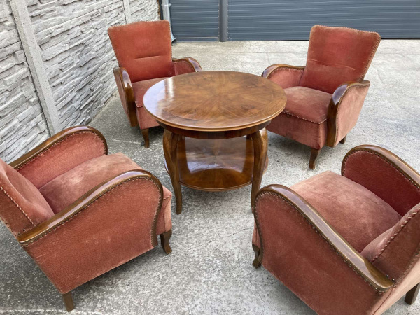 F057- 4ks rovnaké kreslá v štýle art deco - Cena 95€ / ks.