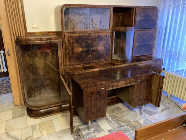 Art Deco sekretár / kabinet s barom a vysúvacím písacím stolom - Cena 2.500€ 8