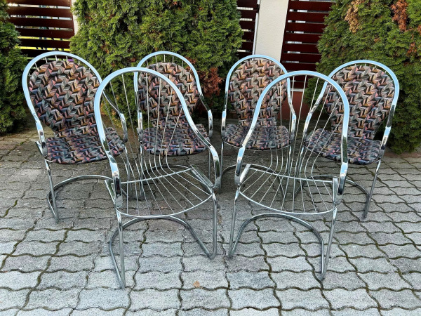 Chrómové BAUHAUS stoličky, od Talianskeho návrhára Gastone Rinaldi pre fa Rima Italy 1970. 1