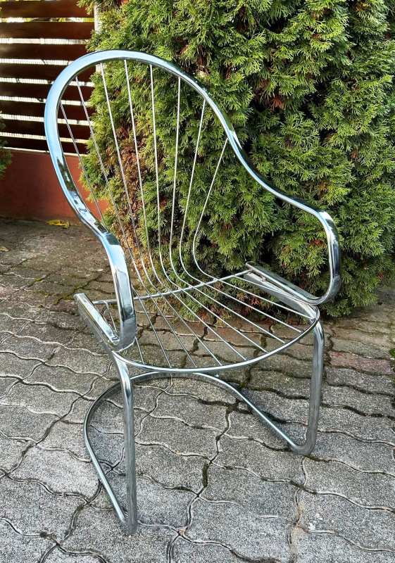 Chrómové BAUHAUS stoličky, od Talianskeho návrhára Gastone Rinaldi pre fa Rima Italy 1970. 2