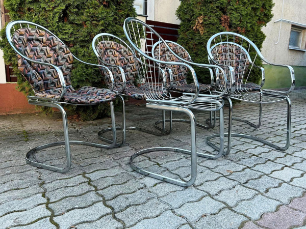 Chrómové BAUHAUS stoličky, od Talianskeho návrhára Gastone Rinaldi pre fa Rima Italy 1970. 4