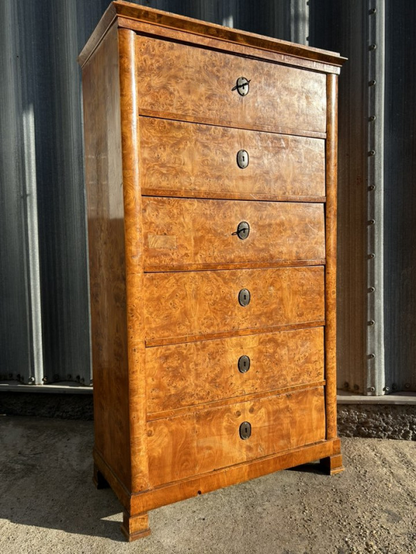 Biedermeier 6 šuflíková komoda v topoľovej korenici - Cena 900€ 1