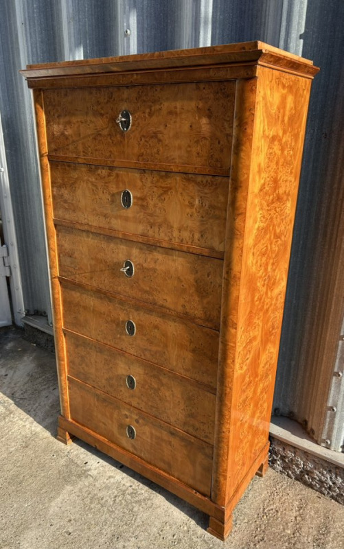 Biedermeier 6 šuflíková komoda v topoľovej korenici - Cena 900€ 2