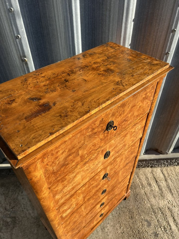 Biedermeier 6 šuflíková komoda v topoľovej korenici - Cena 900€ 3